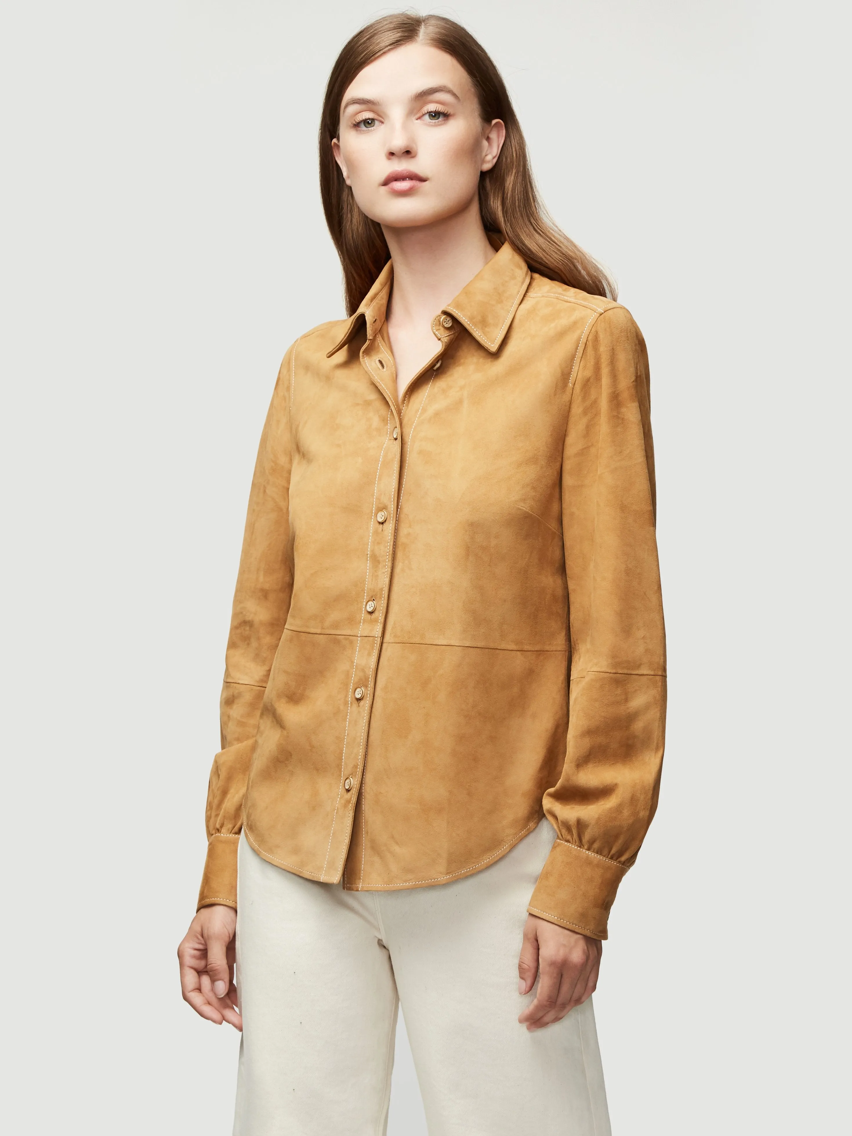 Suede 70s Shirt -- Camel