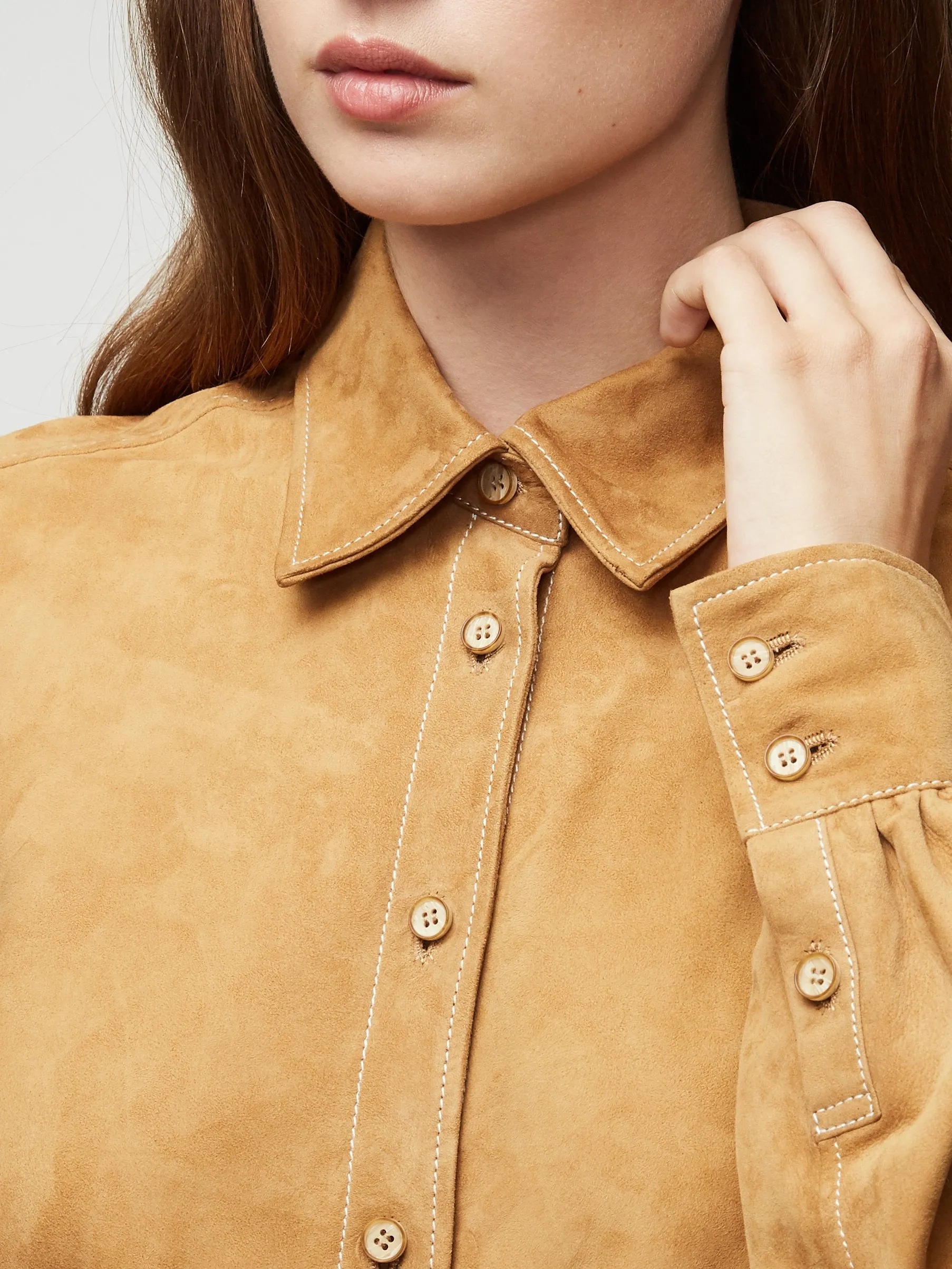 Suede 70s Shirt -- Camel