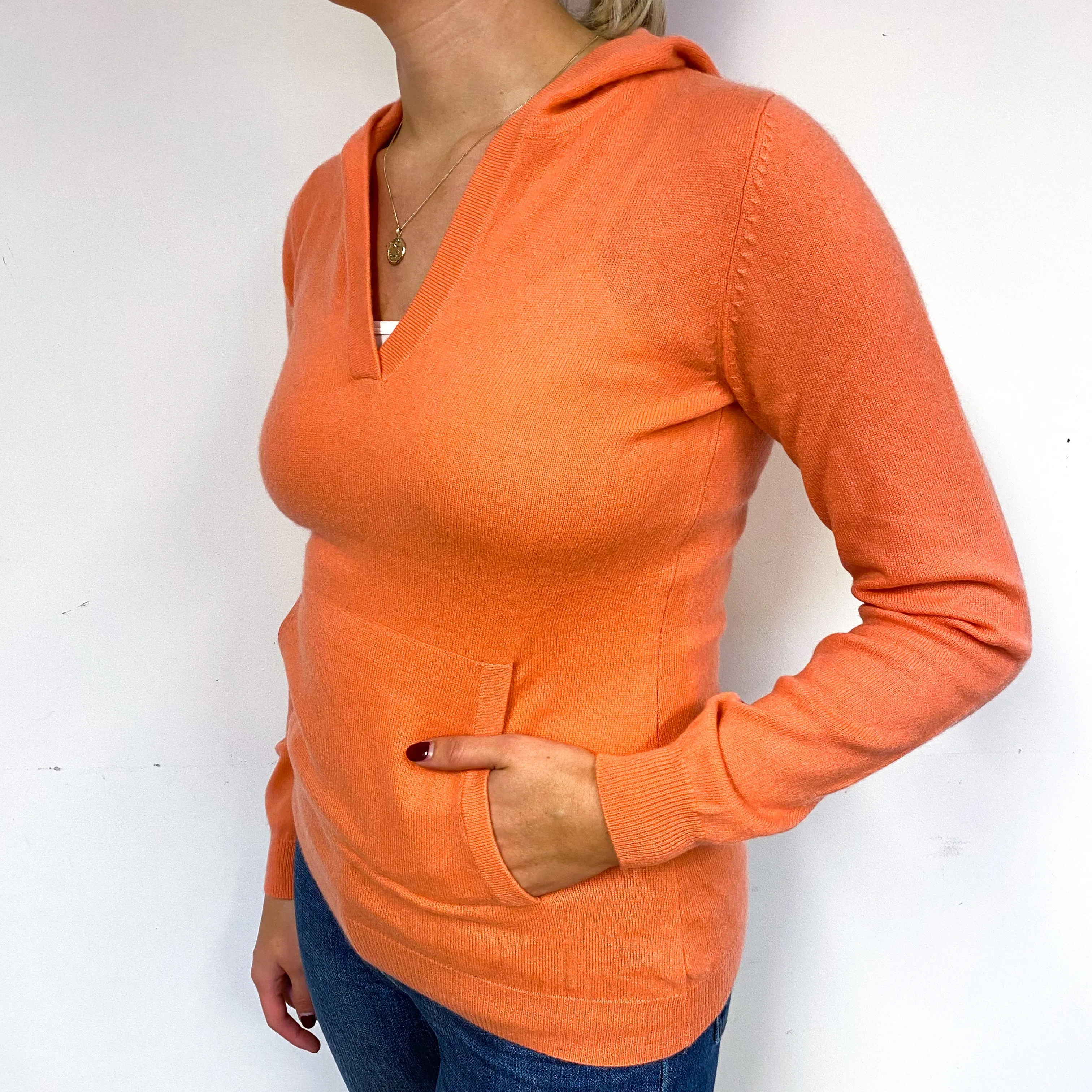 Sunset Orange Cashmere Hoodie Jumper Small