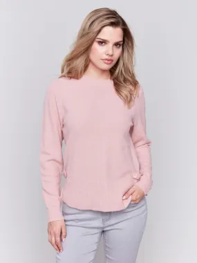 Sweater With Side Tab Detail - Woodrose - H-Woodrose