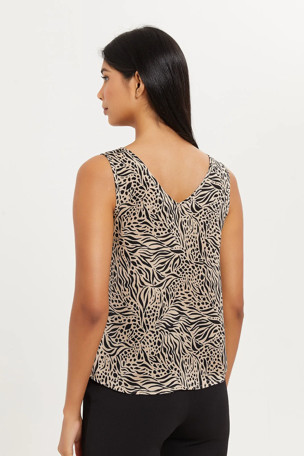 Women Brown Printed Vest