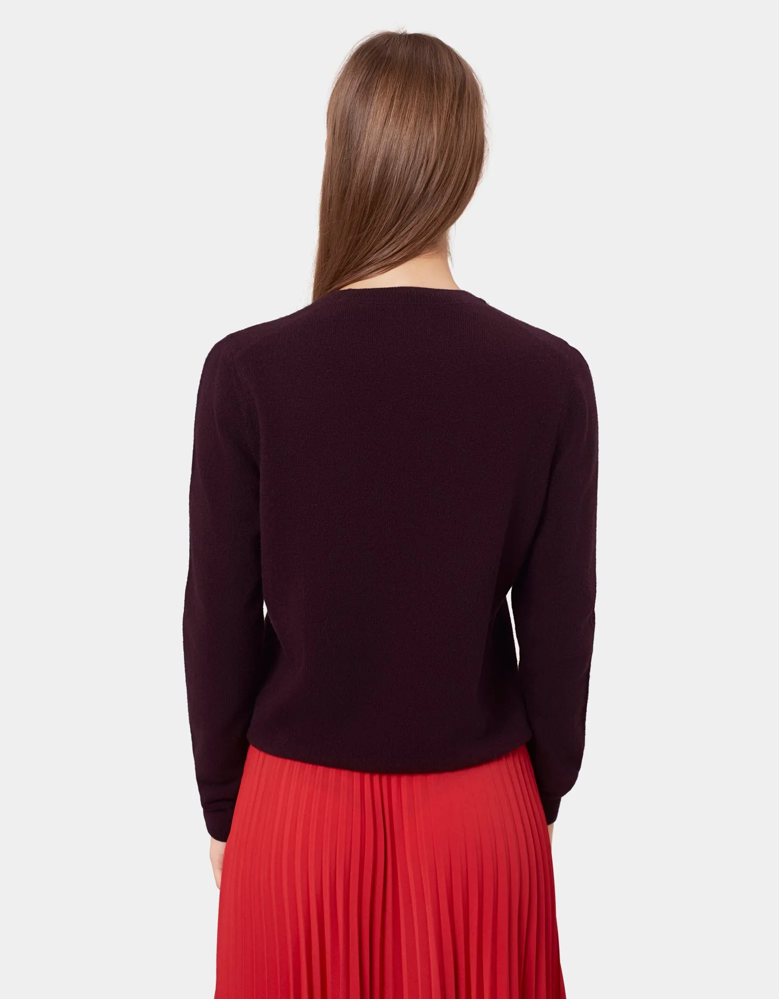 Women Light Merino Wool Crew - Oxblood Red