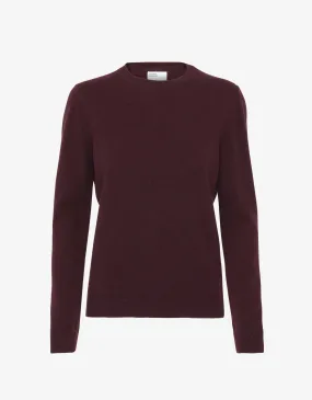 Women Light Merino Wool Crew - Oxblood Red