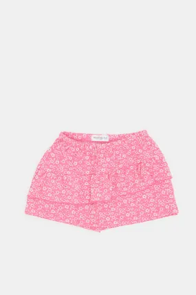 Women Pink Floral Print Skirt