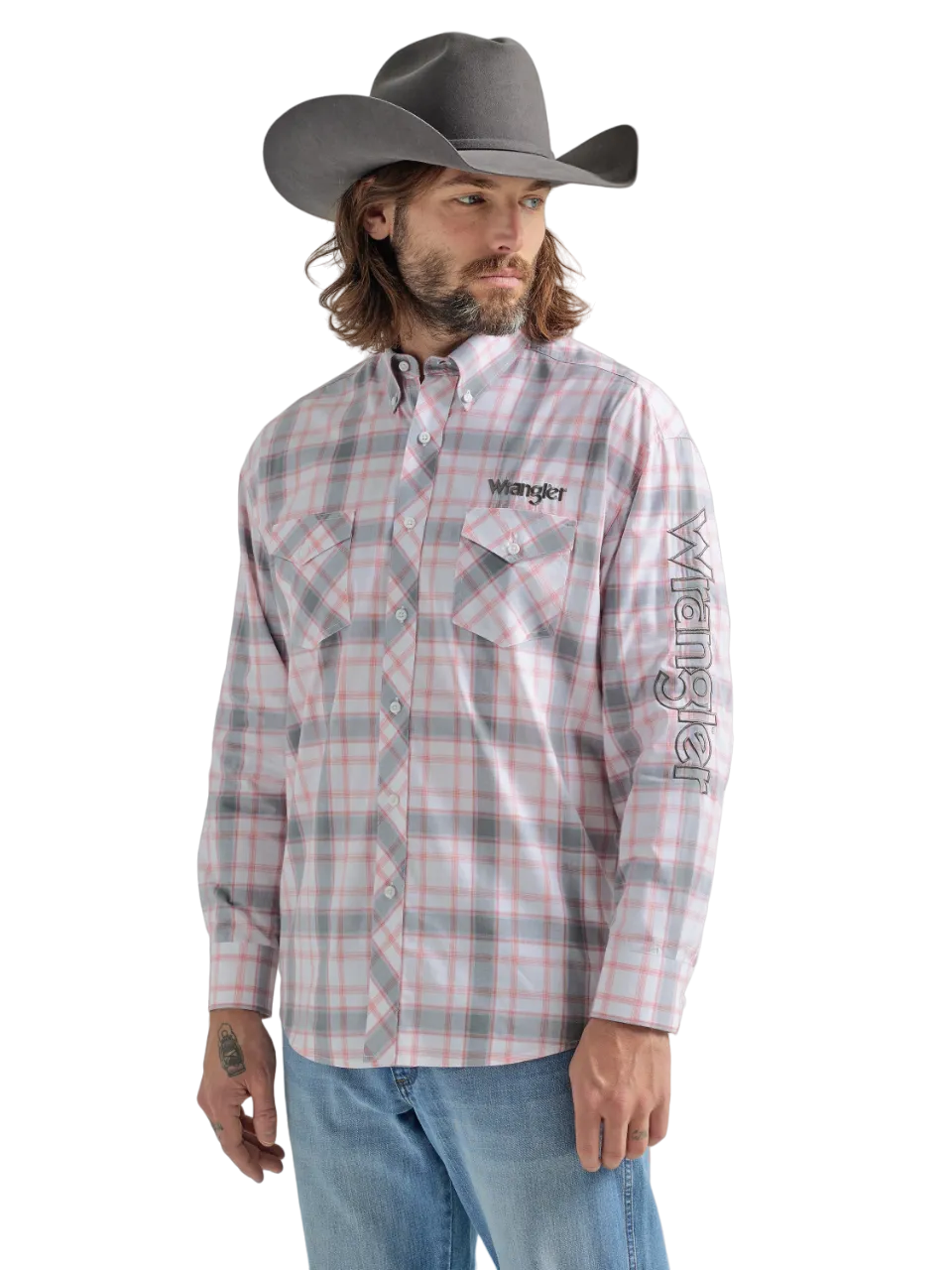 Wrangler Mens Logo Button Down Shirt - Big